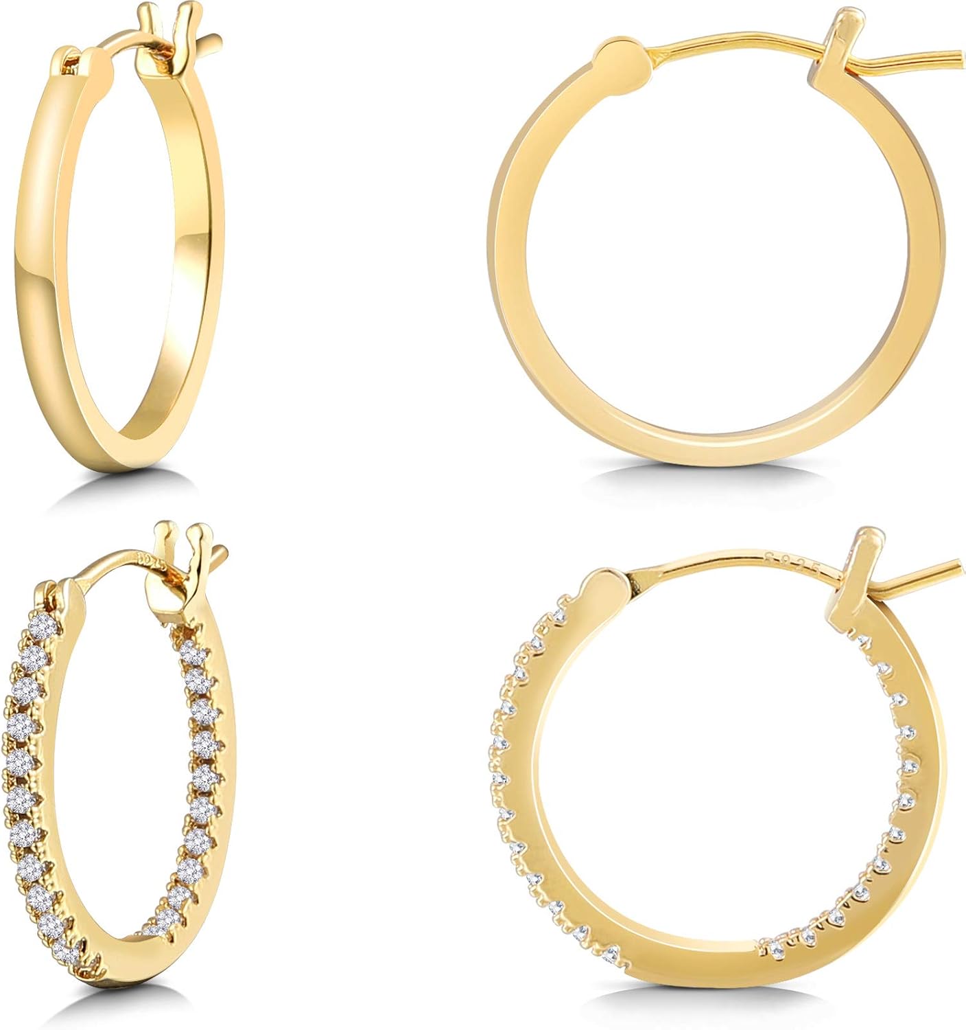 Gacimy Hoop Earrings for Women, 14K Gold Plated Hoops with 925 Sterling Silver Post