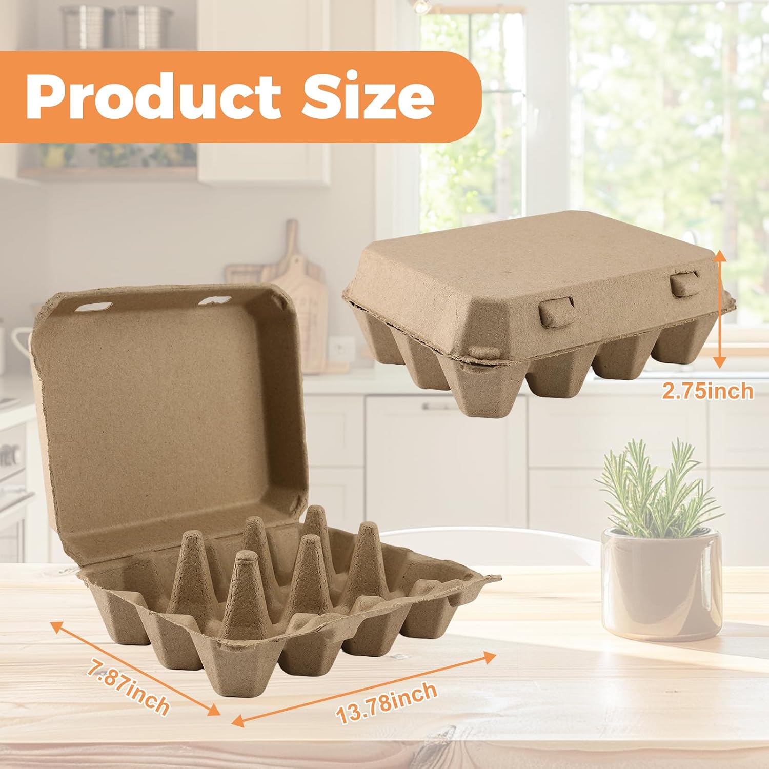 Pulp Egg Cartons Bulk - 30Pack 12 Count Recycled Paper Egg Crates for Farmers Market, Home Kitchen Storage, Biodegradable and Compostable 3x4 Style Cardboard Dozen Chicken Egg Cartons