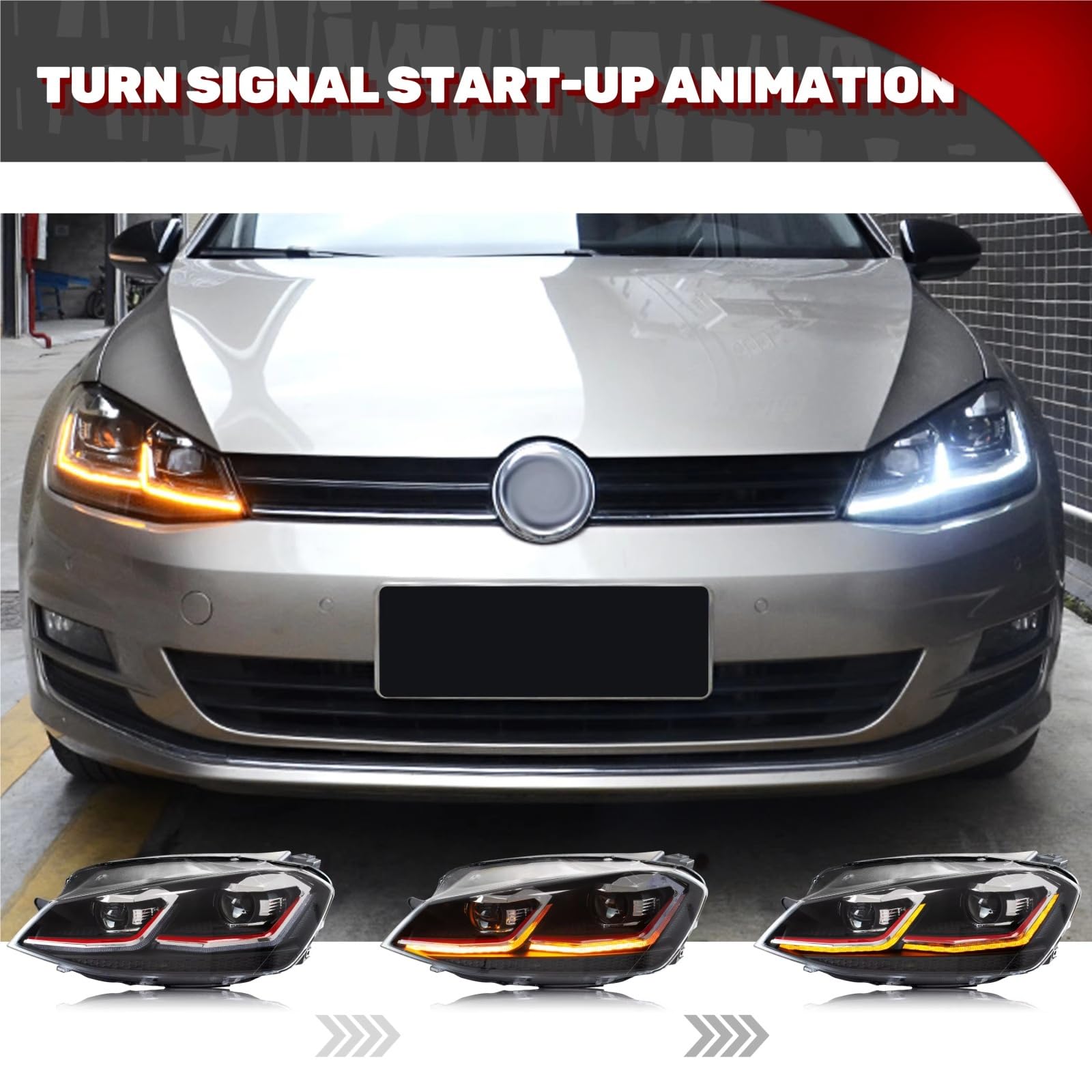 Faro Anteriore Gruppo Fari A LED Sequenziale Segnale Girata Anteriore Lampade Montaggio Per VW Per Golf 7 Per MK7 VII 2013 2014 2015 2016 2017 Set Di Fari