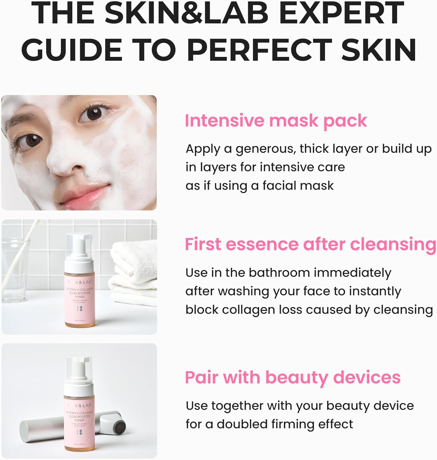 [Skin&LAB] 3D PDRN X Collagen Glow Booster Toner, PDRN & Collagen, Firming & Radiance Boosting, Bubble Texture for Better Absorption, Korean Skincare, 3.38 fl. oz