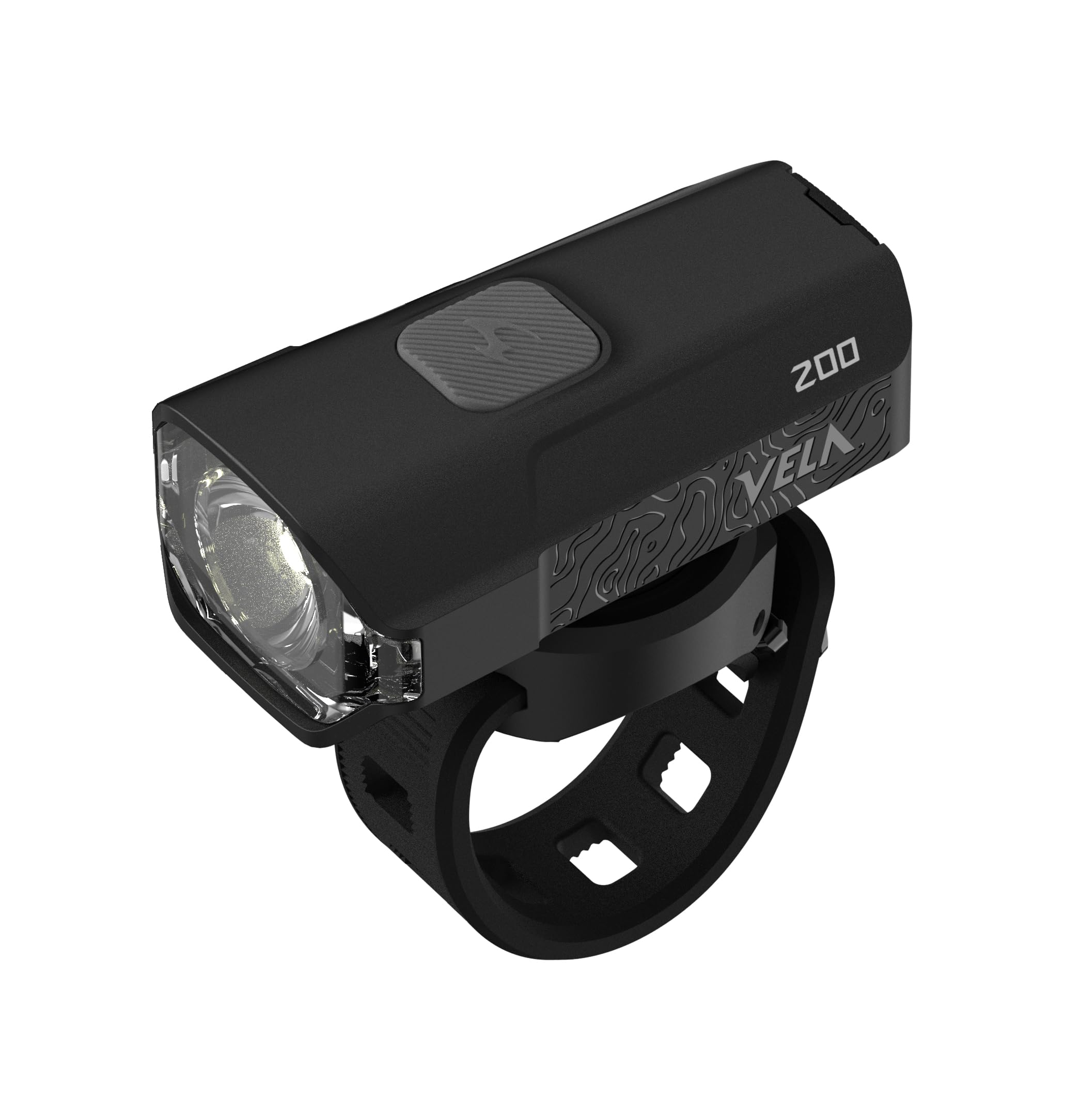 Moon Light the Way You Ride On Velo 200 Lumens Front Bicycle Light, IPX7, Max Runtime 50 Hours, Black