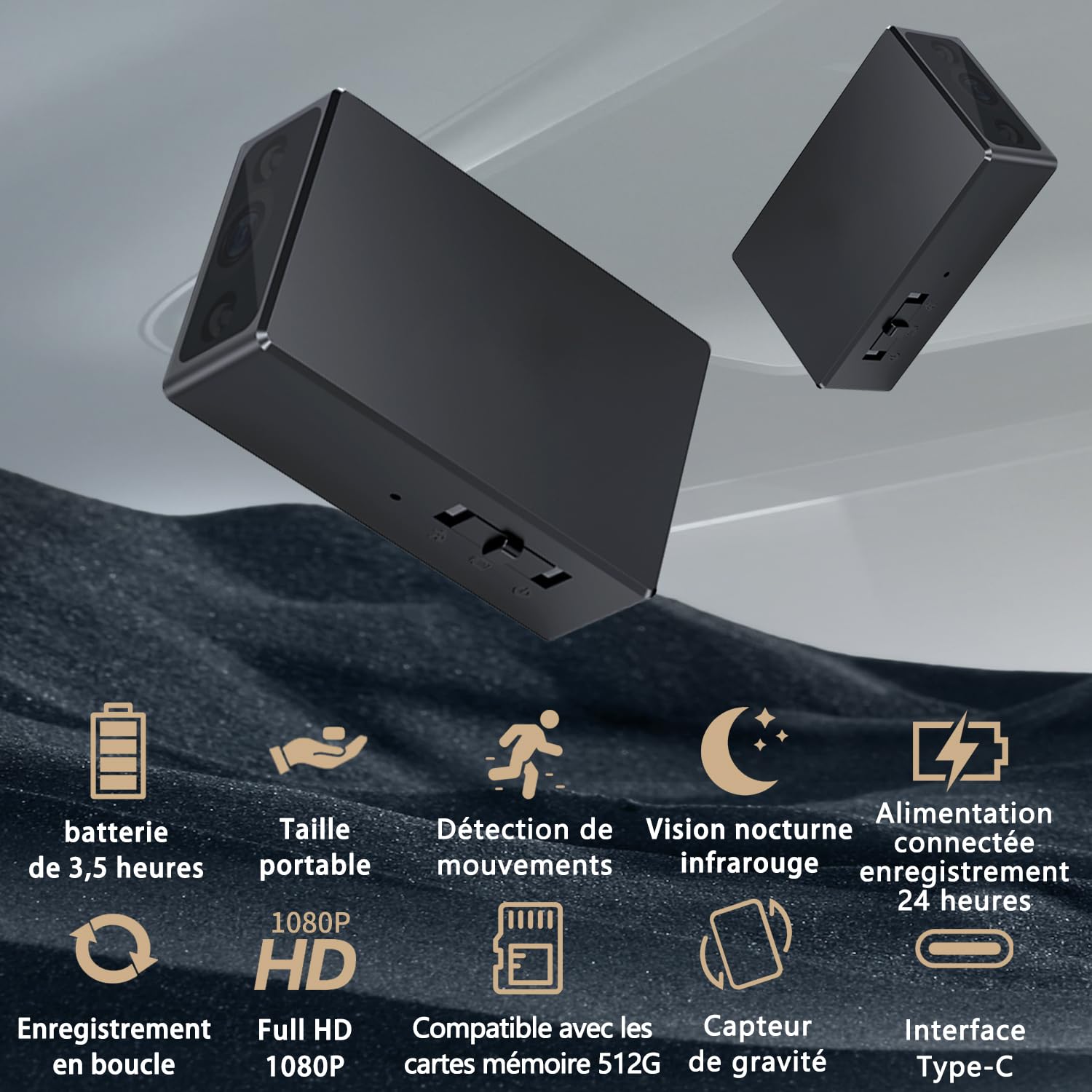 Mini caméra Espion HD 1080P caméra cachée surveillance intérieur extérieur sans WiFi