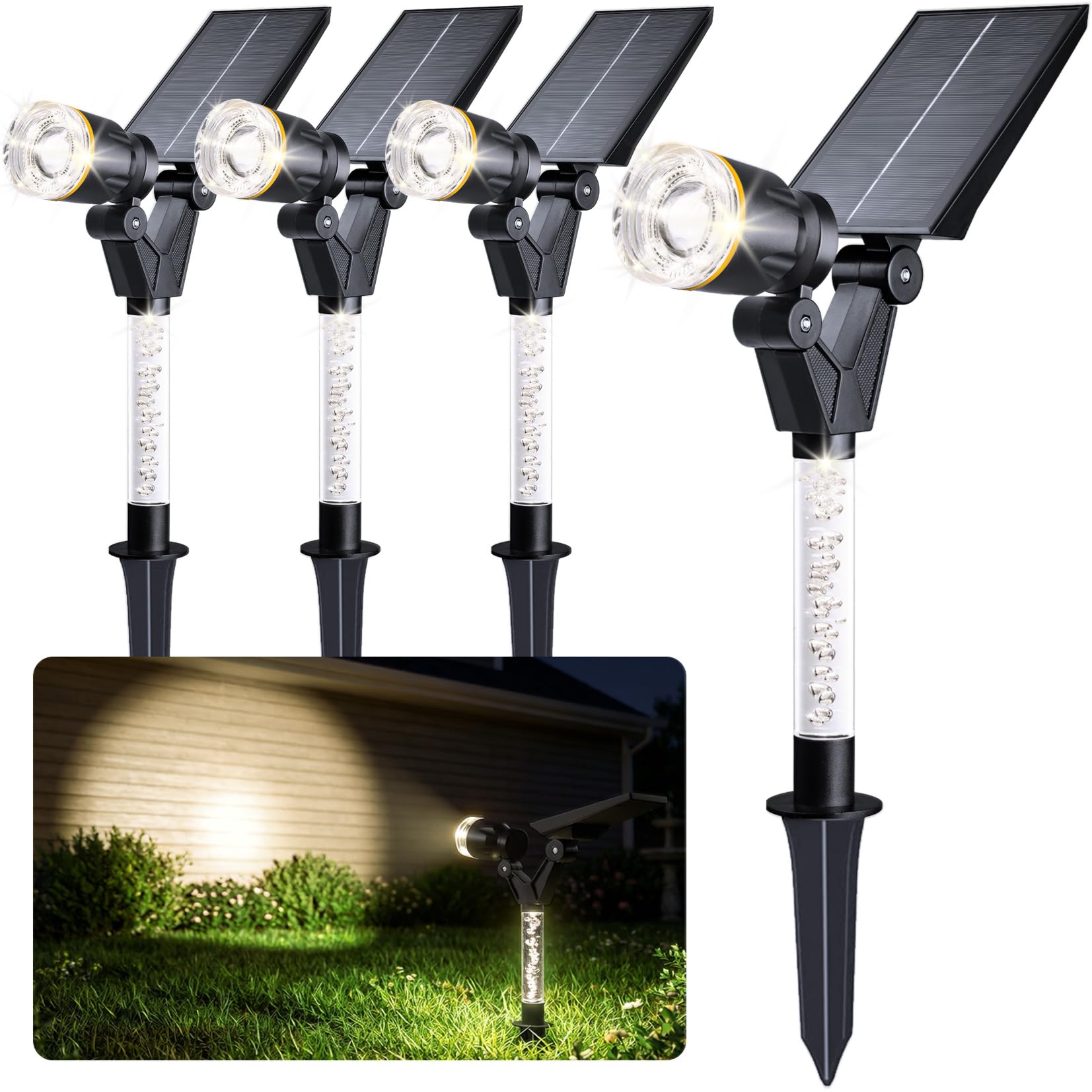 Photo 1 of Gorrzai Solar Spot Lights Outdoor Waterproof, Cool White (4 Pack)