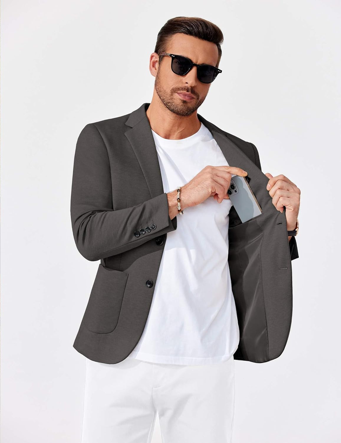 COOFANDY Men's Casual Knit Blazer Slim Fit Lightweight Sport Coat Stretch Two Button Suit Jacket - Image 3
