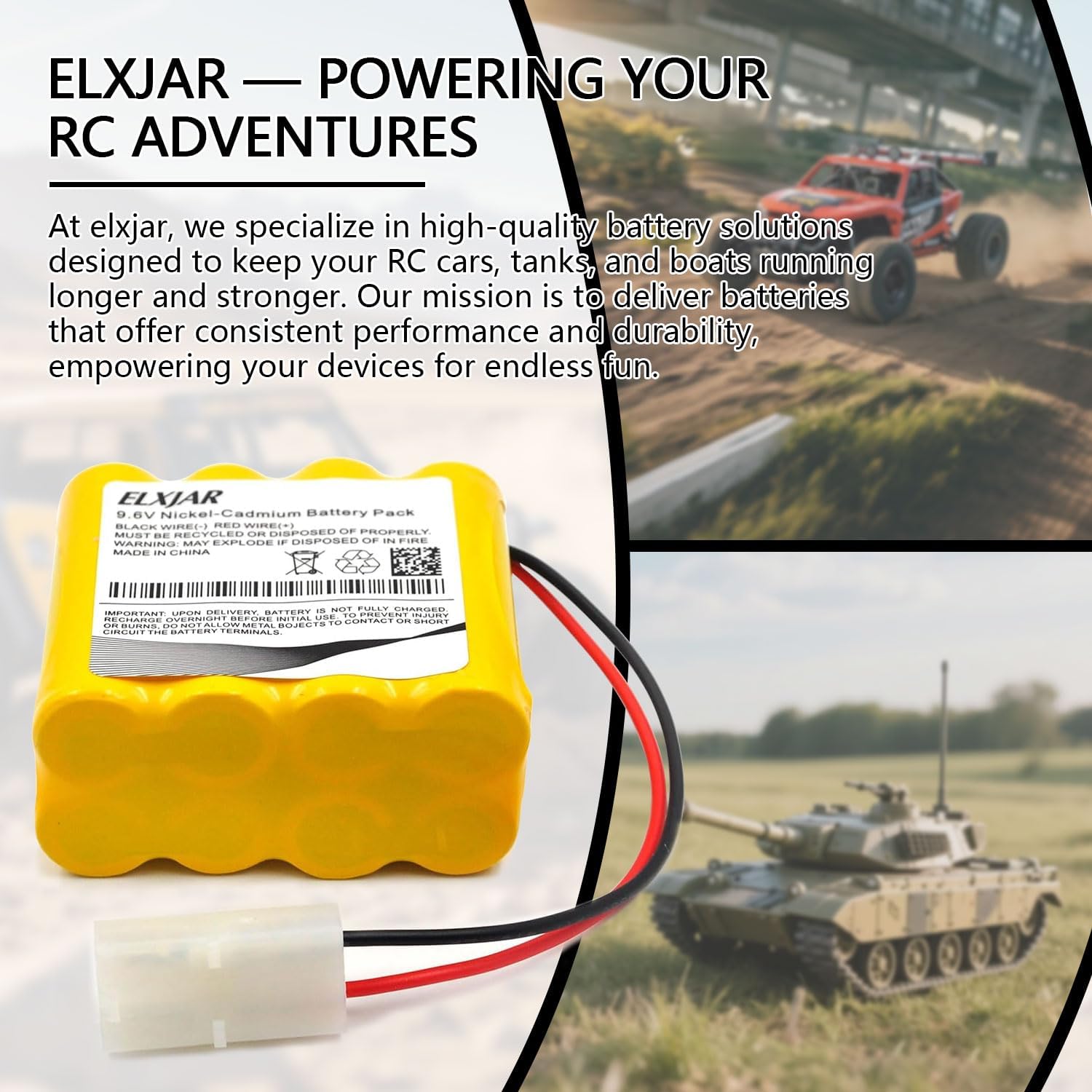 Coonyard (2-Pack) 9.6V 1000mAh NI-CD Rechargeable Battery Pack Replacement for HuanQi 781 728 RC 1:24 M1A2 Toy Tank, RC Car, RC Battle Tank, RC Boat Model Toys Household Appliances