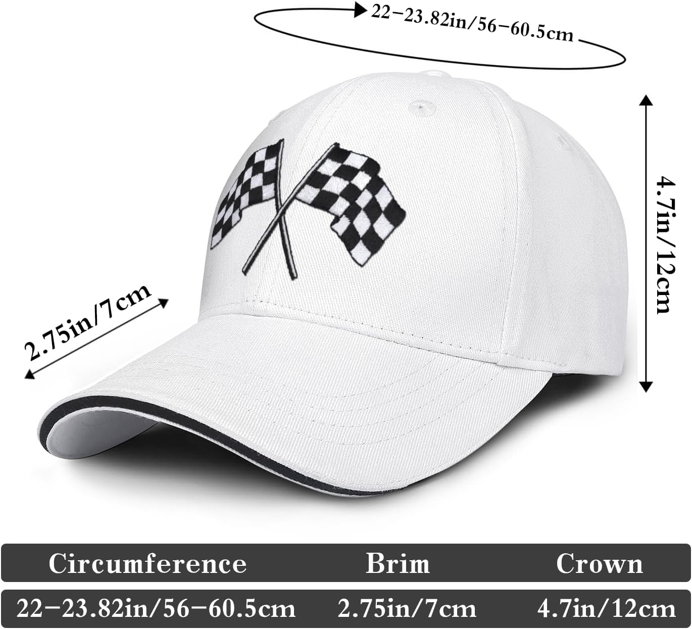 Embroidered Checkered Flags Race Car Flag Pole Hat for Men Women,Adjustable Snapback Racing Baseball Cap
