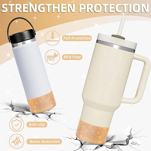 Miniatura 3 de Vmini Funda protectora de silicona con purpurina, compatible con vaso Stanley de 20 a 40 onzas y botella de agua Hydro Flask de 12 a 24 onzas y más