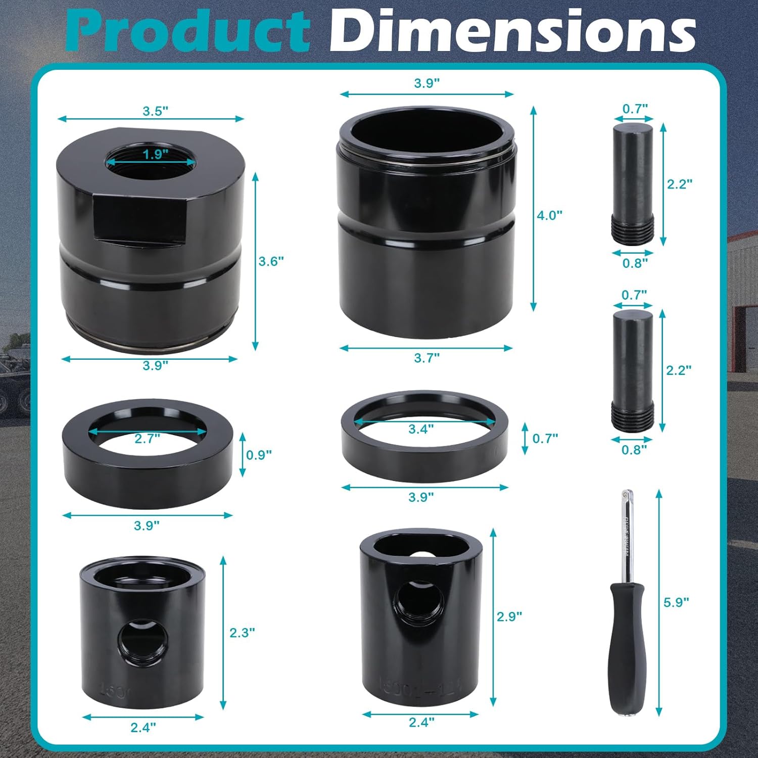 15030 Pin and Bushing Adapter Service Kit Compatible with Heavy Duty Trucks & Equipment for Removing Installing Pins and Bushings