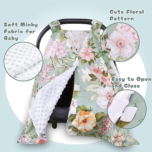 Miniatura 4 de Funda de asiento de automóvil para bebé, fundas de toldo de asiento de automóvil para niñas recién nacidas, fundas suaves y transpirables de Minky