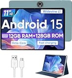 Android 15 Tablet&comma;11 Inch Tablets with Octa Core Processor&comma; 12GB RAM 128GB ROM 1TB Expand&comma; Widevine L1&comma; 8000mAh Battery&comma; 2&period;4&sol;5Ghz Dual WiFi&sol;GPS&sol;FM&comma; 5&sol;8MP Cameras&comma; Case Included&comma; Blue