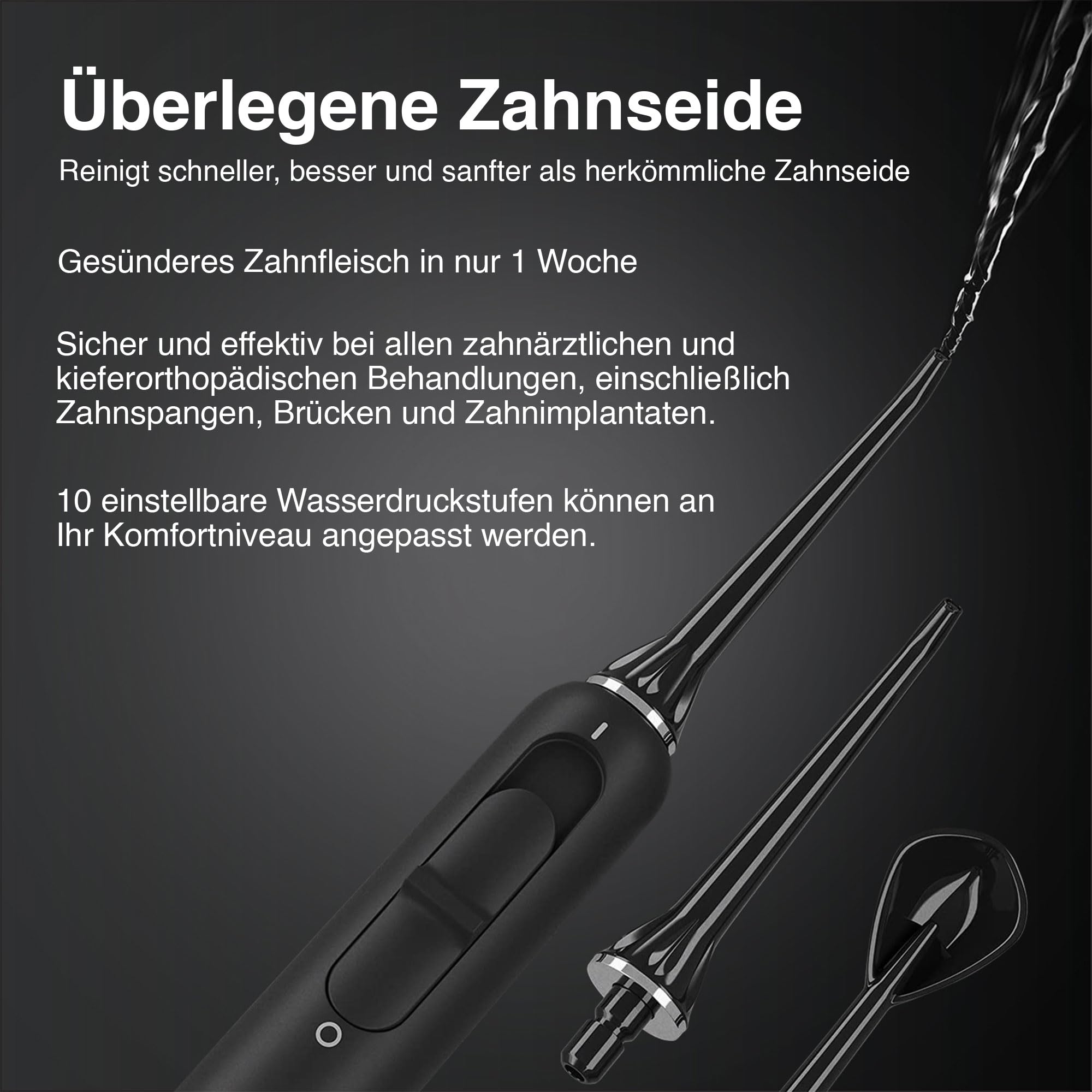 AquaSonic - Home Dental Center PRO | Bürsten & Zahnseide - Elektrische Zahnbürste - Power-Zahnbürste & Munddusche - Weißere Zähne & Gesünderes Zahnfleisch - Black Series Pro + Oral Irrigator