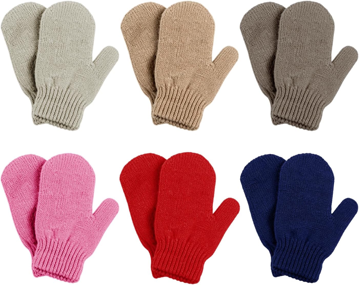 Toddler Knitted Mittens Magic Stretch Gloves Winter Warm Kids Knit Gloves for Little Girls Boys