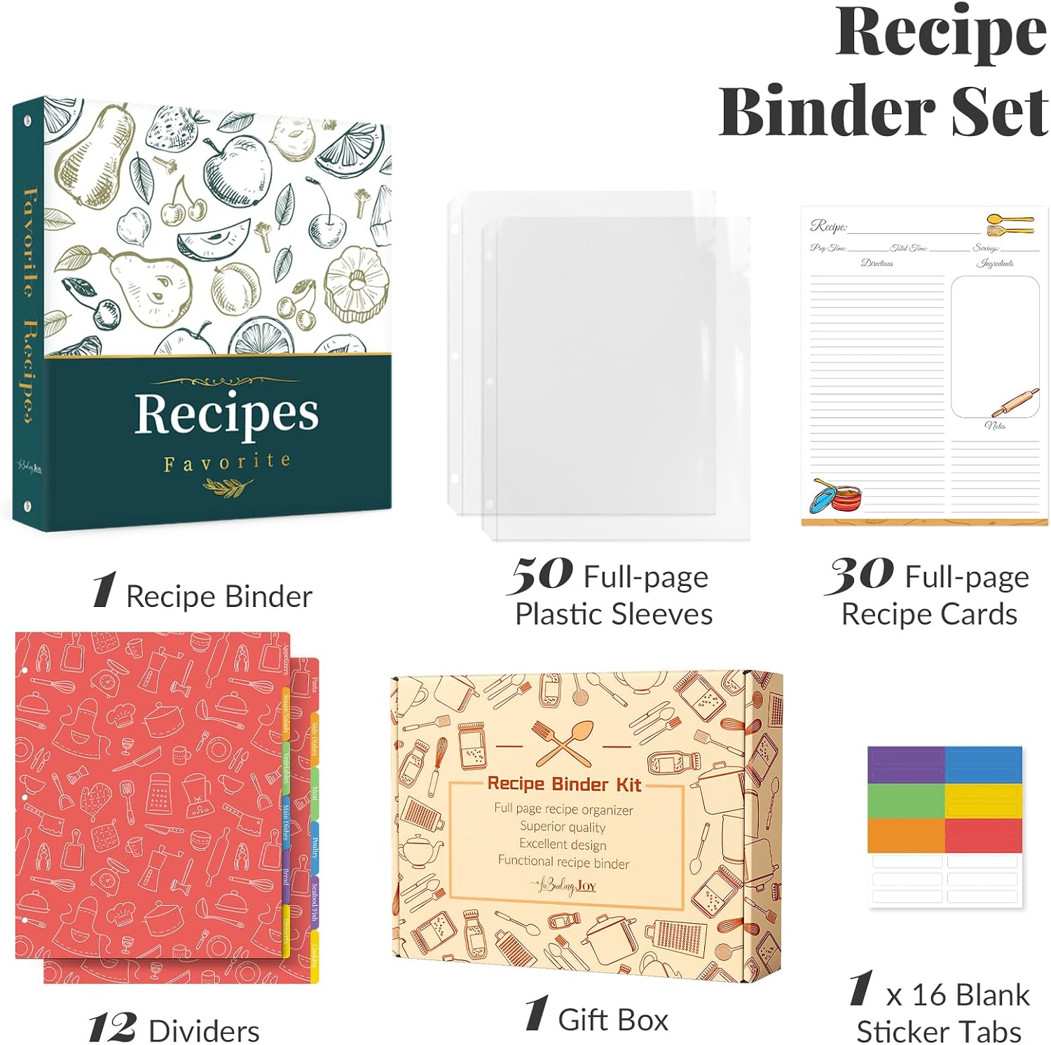Recipe Binder with Plastic Sleeves, 8.5x11 3 Ring Blank Recipe Book Binder image 3