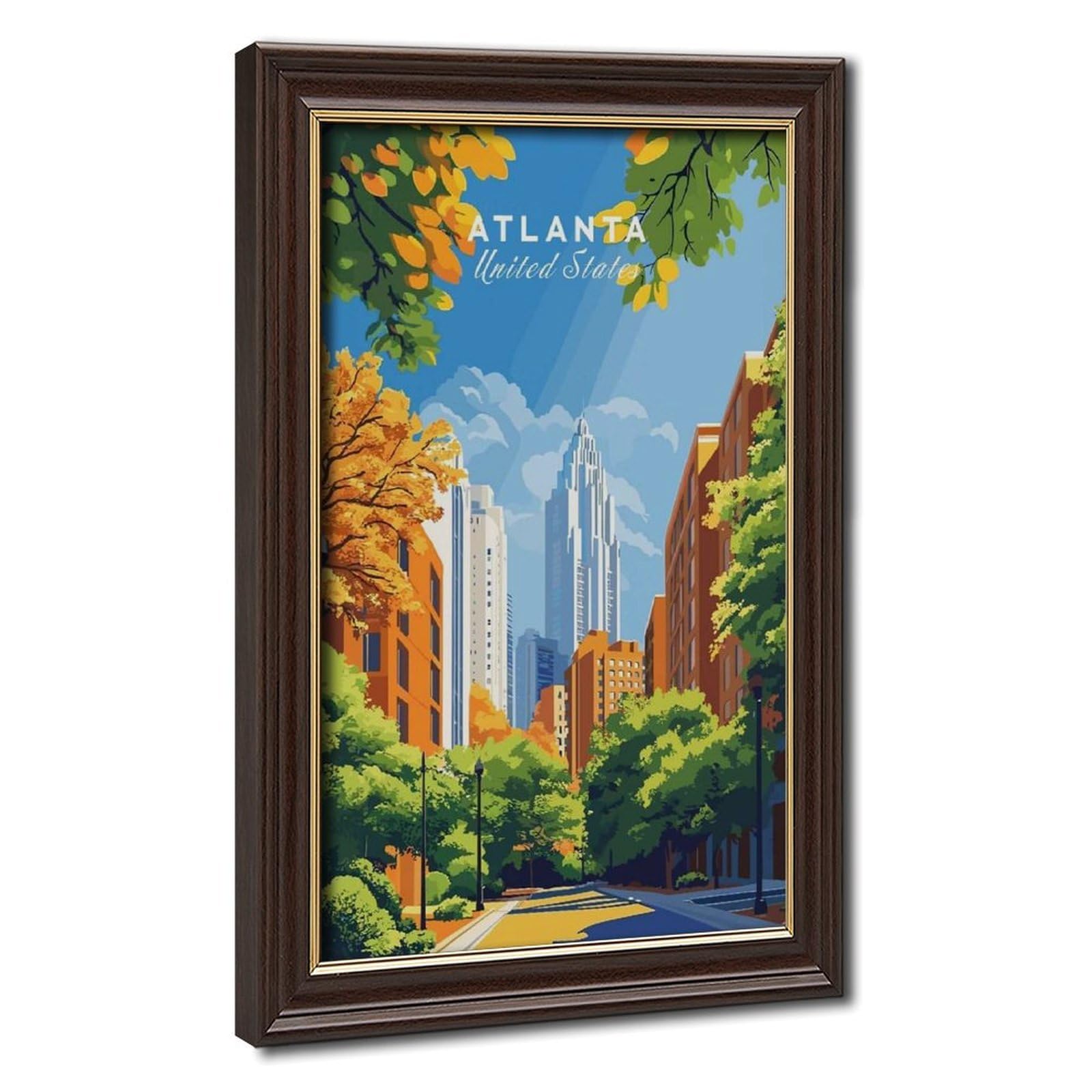 Bareronor Mokume Gane Frame-Style Atlanta Poster Canvas Poster For Bedroom Decor Gift