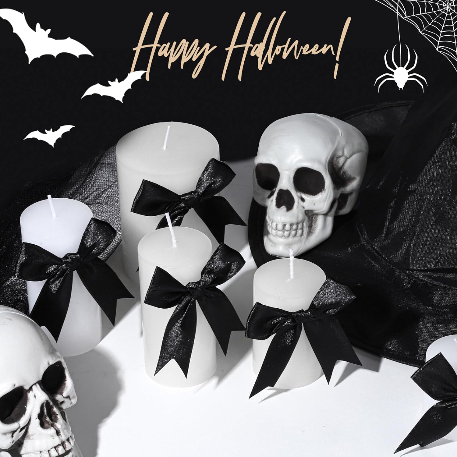 YGDZ Black Bows, Self Adhesive Ribbon Satin Bow for Crafts, Party, Small Black Bows Decor for Balloon, Gift Wrapping, with Double-Sided Tape - Image 8