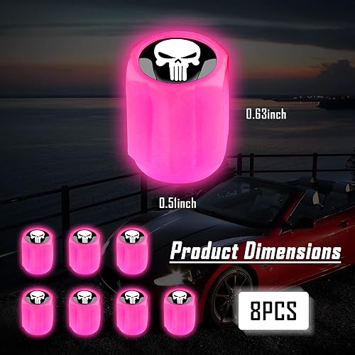Miniatura 2 de 8 tapones para válvula de neumático con calavera que brillan en la oscuridad, accesorios de decoración universales para automóviles, SUV,