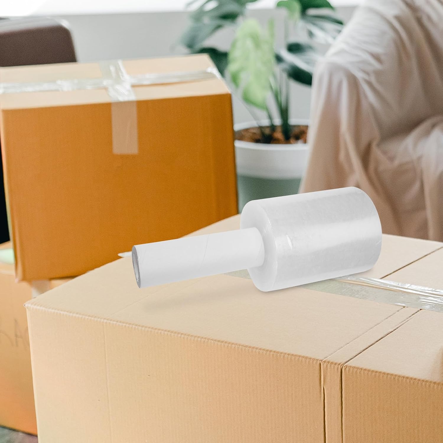 Lurrose Small Pe Stretch Wrap Film with Handle 0.02mm X 12.5cm X 305m Self-Adhesive Packing Wrap for Luggage and Moving Supplies
