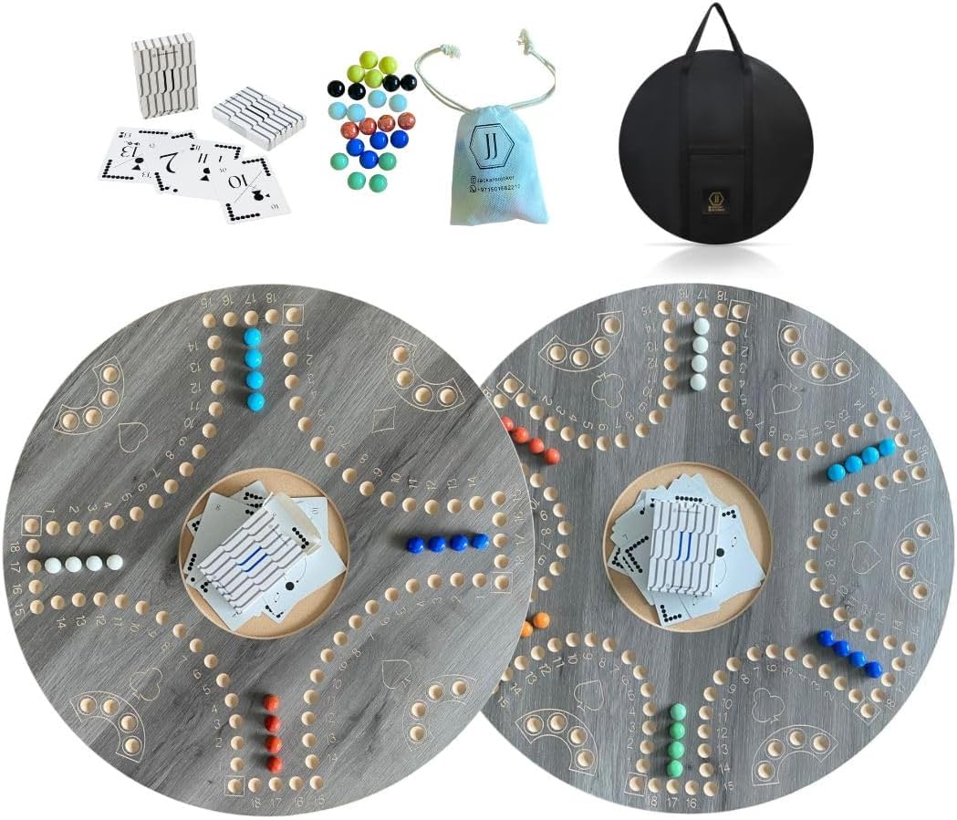 jacaroo board game with marbles and cards for 4 or 6 players Jakaroo double faces game with Bag and original cards
