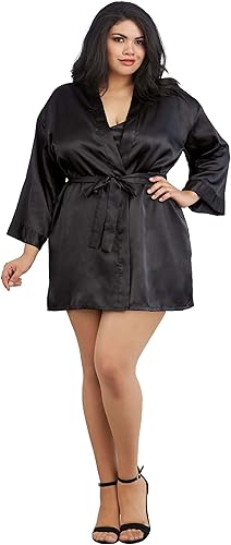 Dreamgirl 3717X Plus Size Shalimar CharmeuseMujer a corto kimono Robe