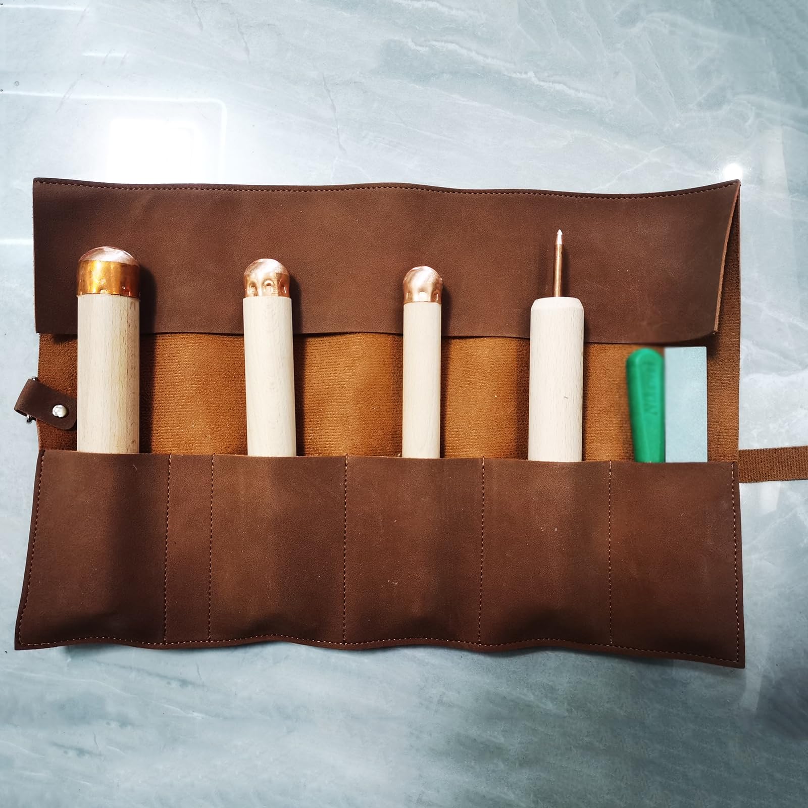 Kit di Strumenti per La Scheggiatura della Selce, Kit di Strumenti Delletà della Pietra con Cristallo Drago, con Martelli per Scheggiatura in Rame E Scheggiatrice A Pressione