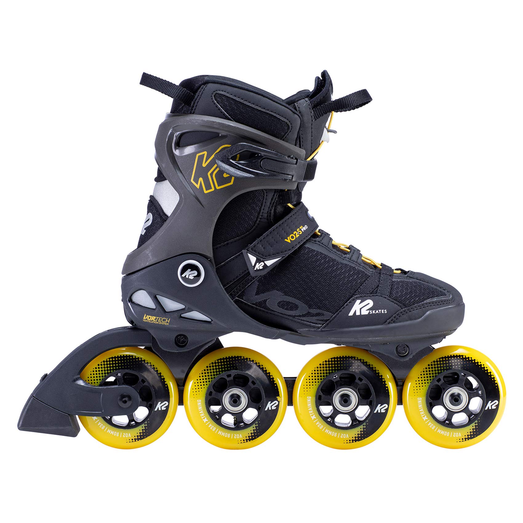K2 Łyżworolki VO2 S 90 M dla mężczyzn z K2 Softboot, Black - Yellow, 30F0145