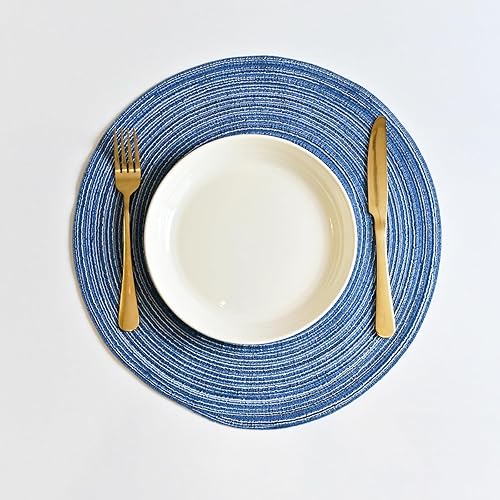 Miniatura 2 de Manteles individuales redondos trenzados de poliéster y algodón de 15 pulgadas, manteles redondos para mesa de cocina, comedor, manteles