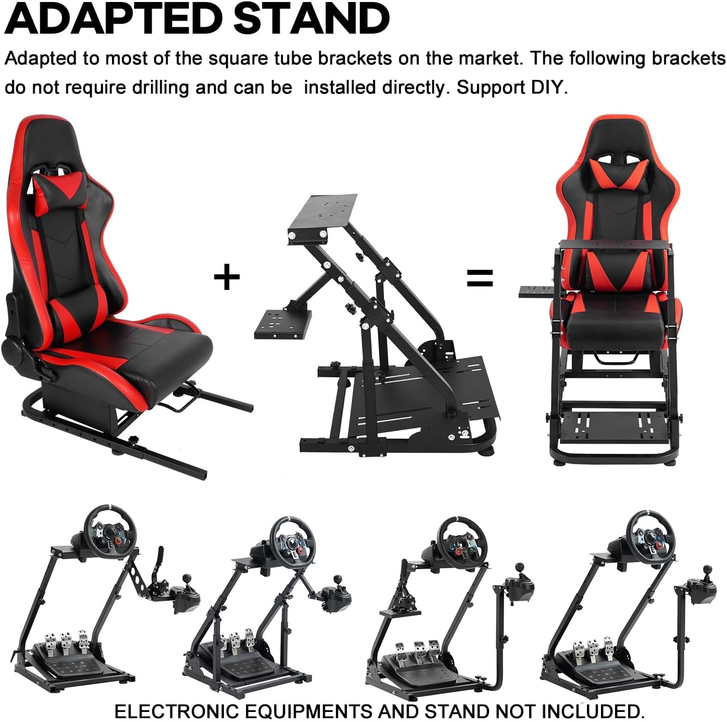 Anman Racing Simulator Cockpit Red Seat/Flight Sim Game Chair with Neck Pillow Lumbar and Matching Bottom Support Bracket,Seat Belt Drilling Support for DIY