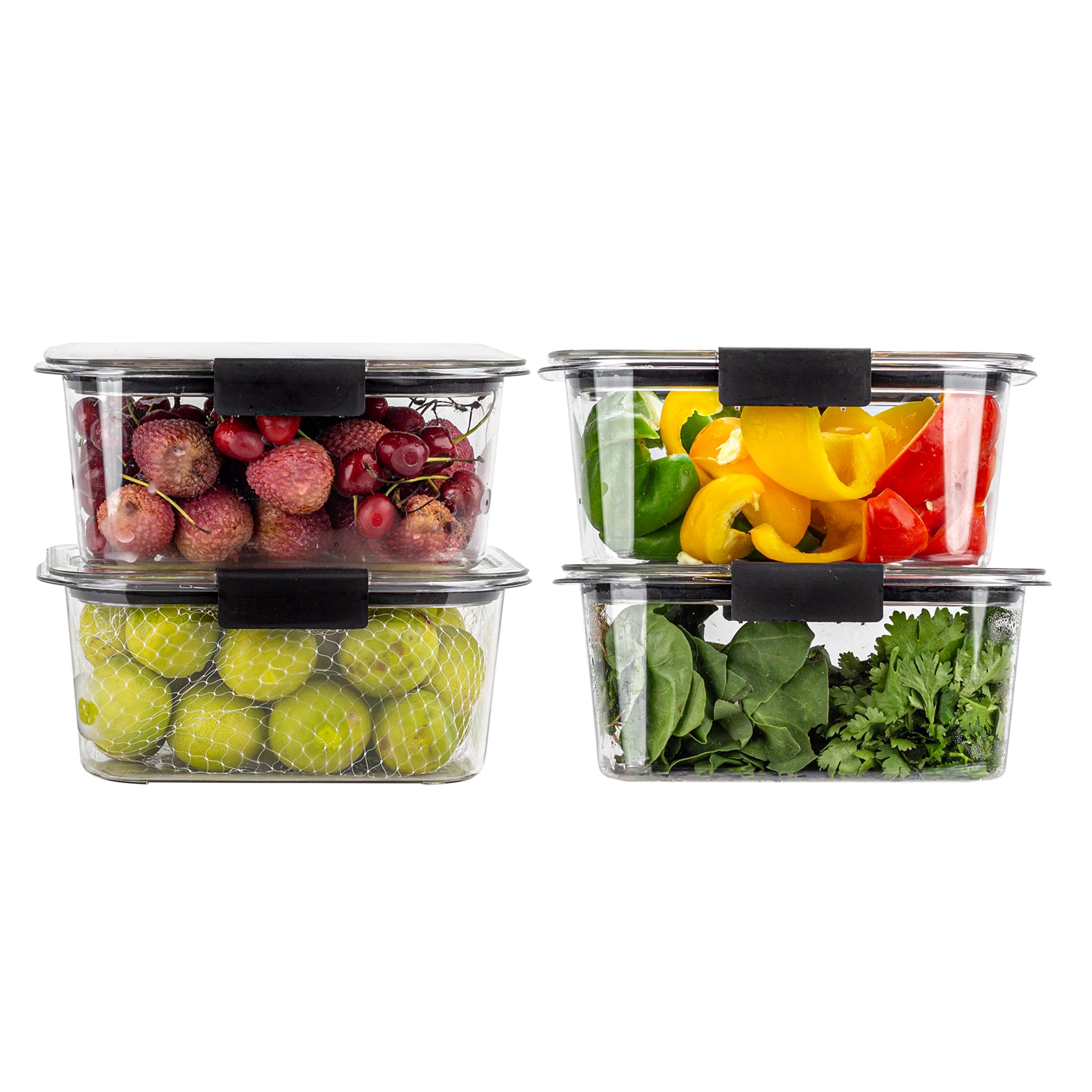 TEX-RO Contenedor hermético para organizador de refrigerador, cajas de almacenamiento de plástico, juego de accesorios para organización y cocina (juego de 4, tereftalato de polietileno)