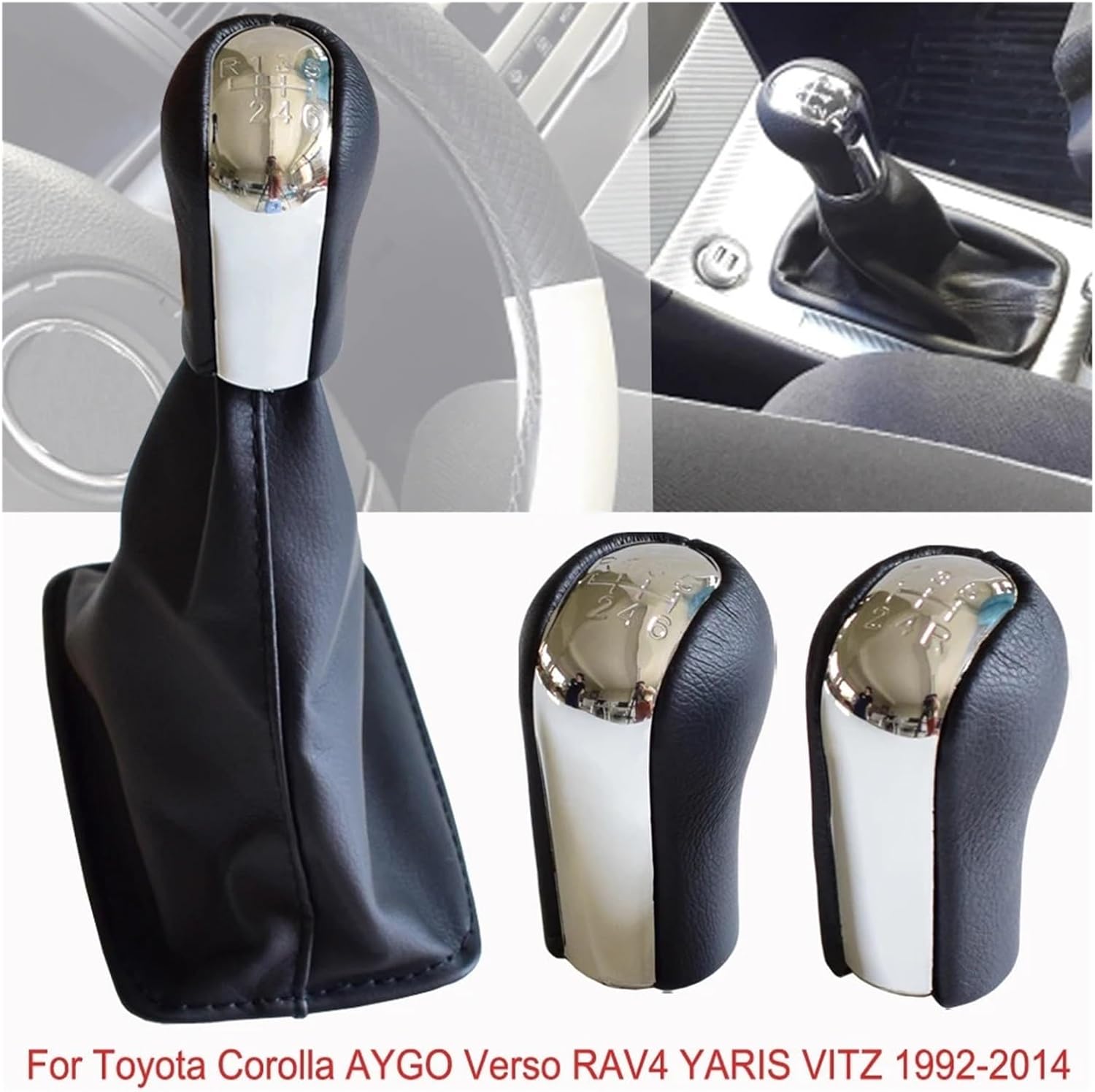 Manual 5/6 Speed Gear Shift Knob Leather Gaiter Boot Case Compatible for Toyota Corolla AYGO Verso Compatible for RAV4 Yaris VITZ(6 Speed-dust-Proof)