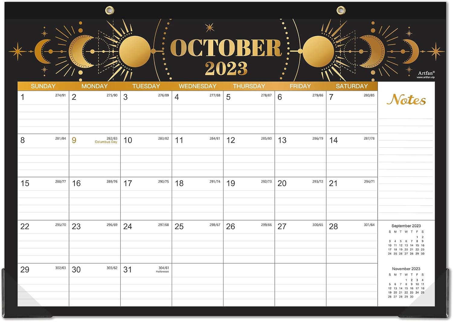 2023-2024 Desk Calendar - 18 Monthly Desk/Wall Calendar 2-in-1,16.8" x 12", July 2023 - December 2024, Thick Paper with Corner Protectors, Large Ruled Blocks - The Sun