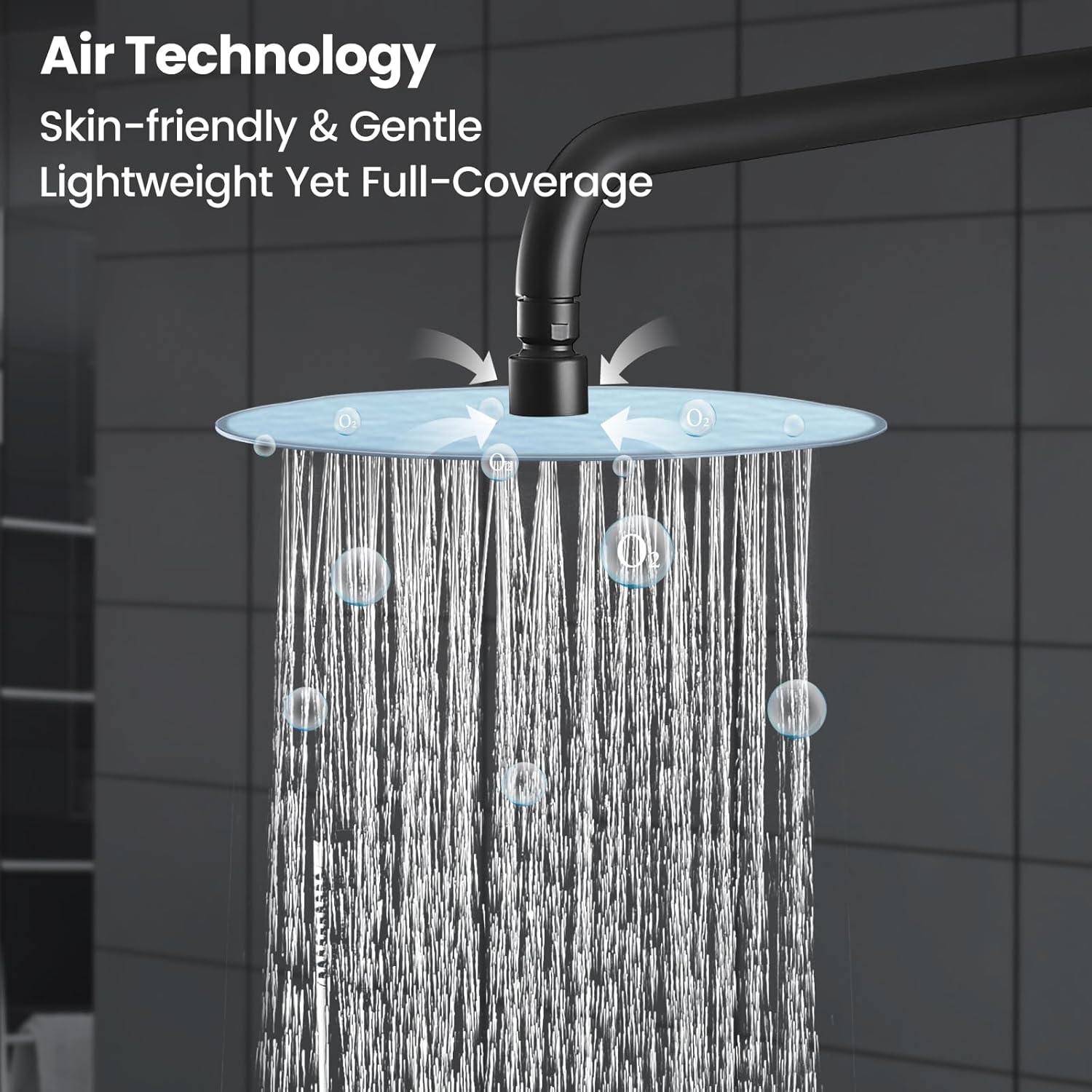 Airuida Shower Fixtures 2 Functions Shower Faucet Set Wall Mounted for Bathroom High Pressure Brass Handheld Shower with Rough-in Valve Round Rainfall 10 Inch Shower Head Matte Black