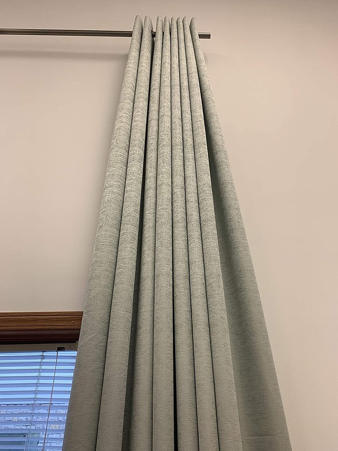 Ikiriska Extra Long Faux Dupioni Silk Custom Made Curtains 8-24 ft Two Story Drapes (Mint, 100″Wx096″L)