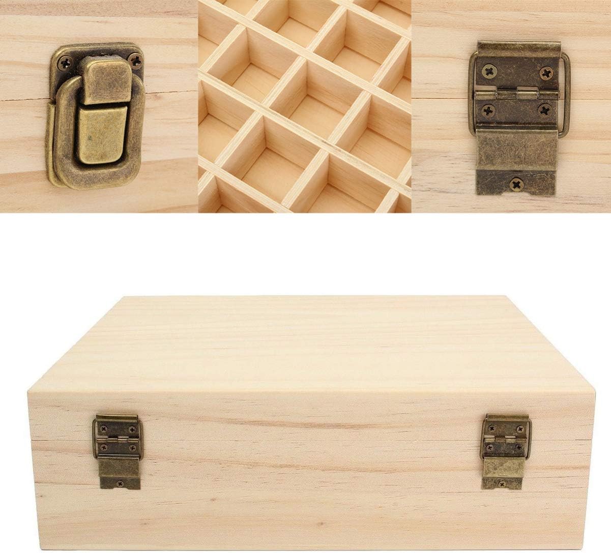 Vaguelly 72 Portable Wooden Essential Oil Storage Box Travel Organizer Case for Essential Oil Bottles Lightweight Design for Easy Carrying and Display for Home and Travel Use
