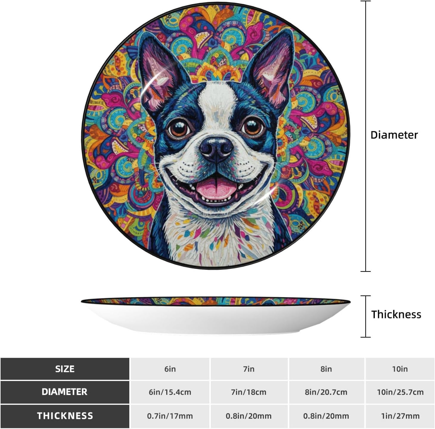 TOMASLINK Boston Terrier Memorial Wall Decor Plate, Dog Memorial Gift, Pet Remembrance Wall Art Plate