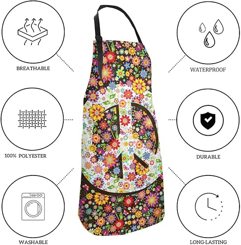 Miniatura 5 de Abucaky Waterproof Apron For Adults Chef Bib With 2 Pockets For Kitchen Bbq Crafting Drawing