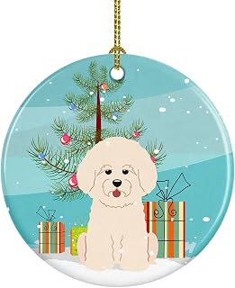 Caroline's Treasures Merry Christmas Tree Bichon Frise Ceramic Ornament Christmas Tree Hanging Decorations for Home Christmas Holiday, Party, Gift, 3 in, Multicolor