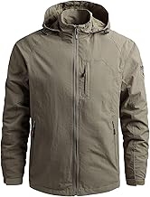 Aotoyou Blouson Imperméable Pour Homme Veste Outdoor Coupe Vent Manteau Résistant Pluie Veste Randonnée Camping Chasse Pêche Tissu Comfortable Kaki XL