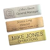 Custom Engraved ID Name Tag Badges Identification Personalized with Text Logos Metal Name for Clothing with Pin or Magnetic Backing Plates for Business and Employees (Only Text)