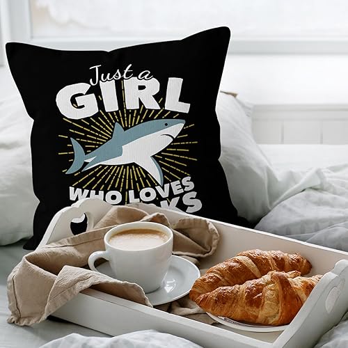 Miniatura 4 de HIWX Funda de almohada de tiburón, I Just Freaking Love Sharks Okay Shark Lover - Funda de almohada decorativa, decoración de habitación de tiburón,