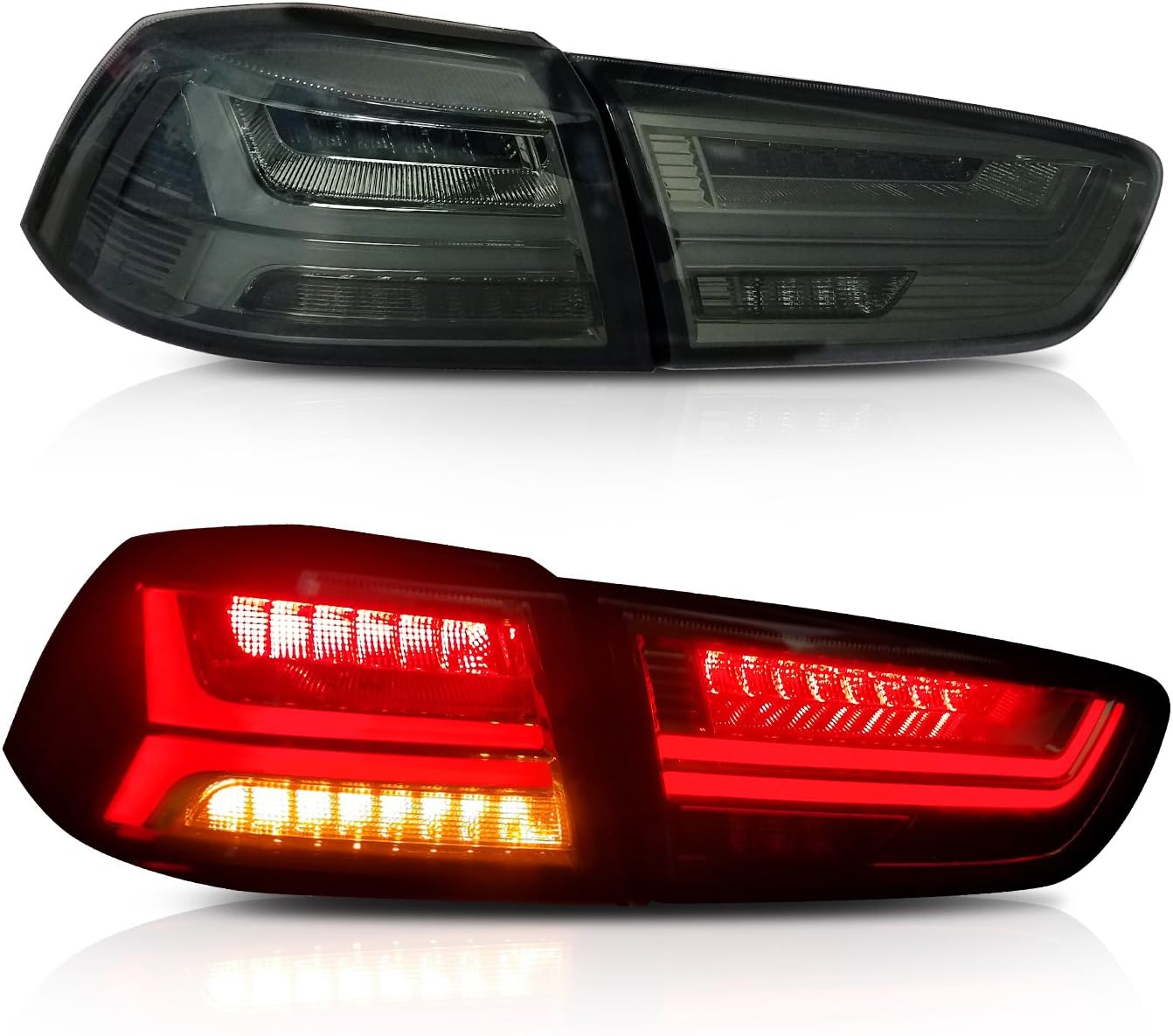 LED Tail Lights For Mitsubishi Lancer&EVO X 2008-2017 Audi Style Smoked Lens Replacement