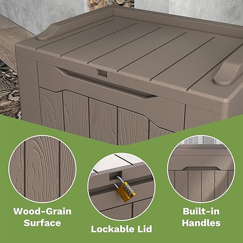 Vista 11 de Patiowell 30 Gallon Resin Deck Box, Outdoor Storage Box for Patio Furniture, Deliveries, Pool Supplies,Waterproof and Lockable, Grey