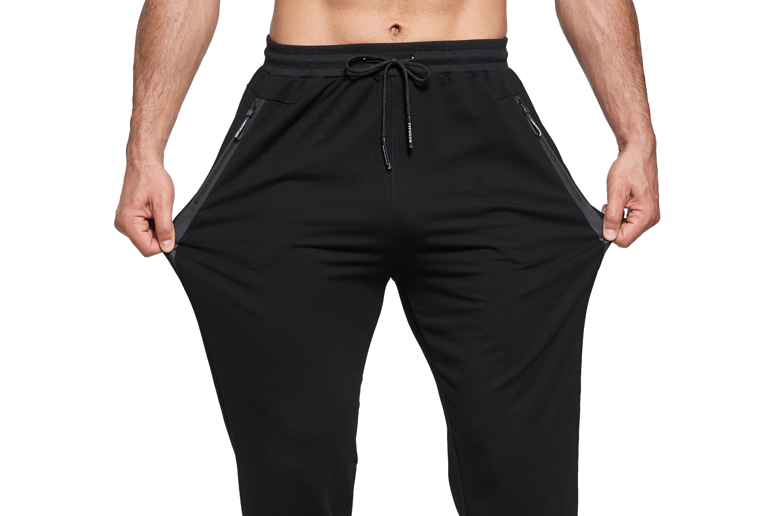 HCSS Pantalon Chandal Hombre Algodon Largo Pantalones Deporte con Bolsillos Cremallera Cintura Elástica