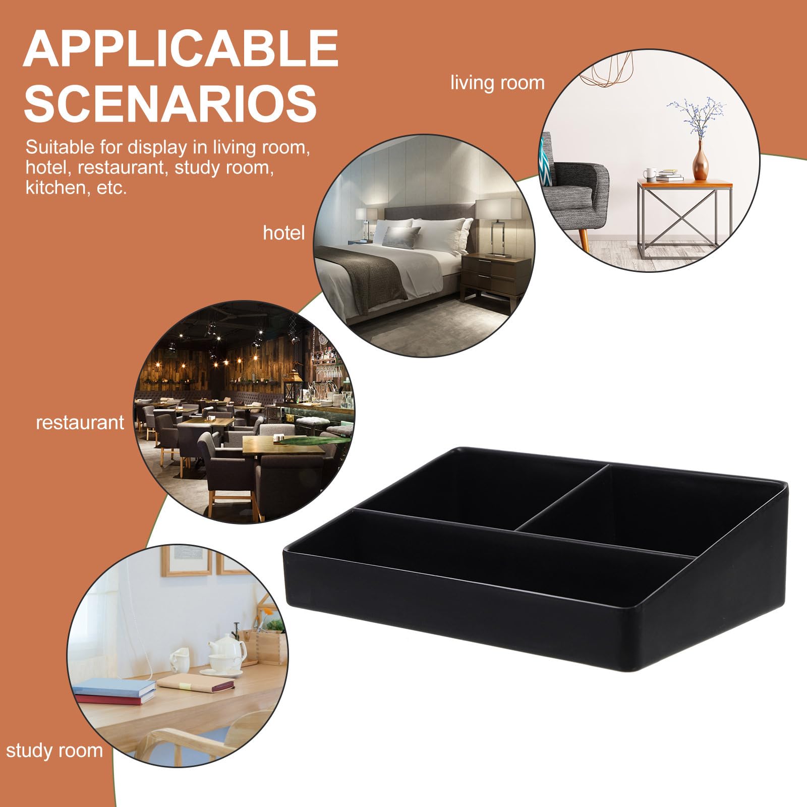 Operitacx Kaffeespender Organizer mit 3 Fächern, für Restaurant, Kaffee-Organizer, Aufbewahrung von Zubehör, Kaffeebar für Milch Servietten Kapseln Teebox, schwarz