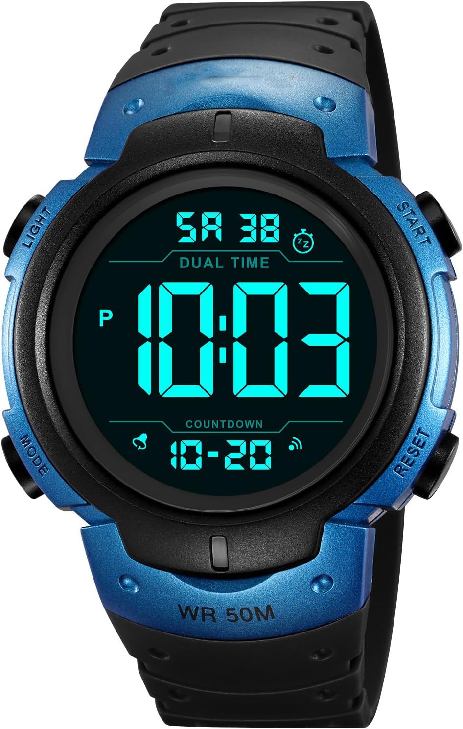 PASOY Men's Simple Outdoor Sports Digital Watch Waterproof Swim 50MM