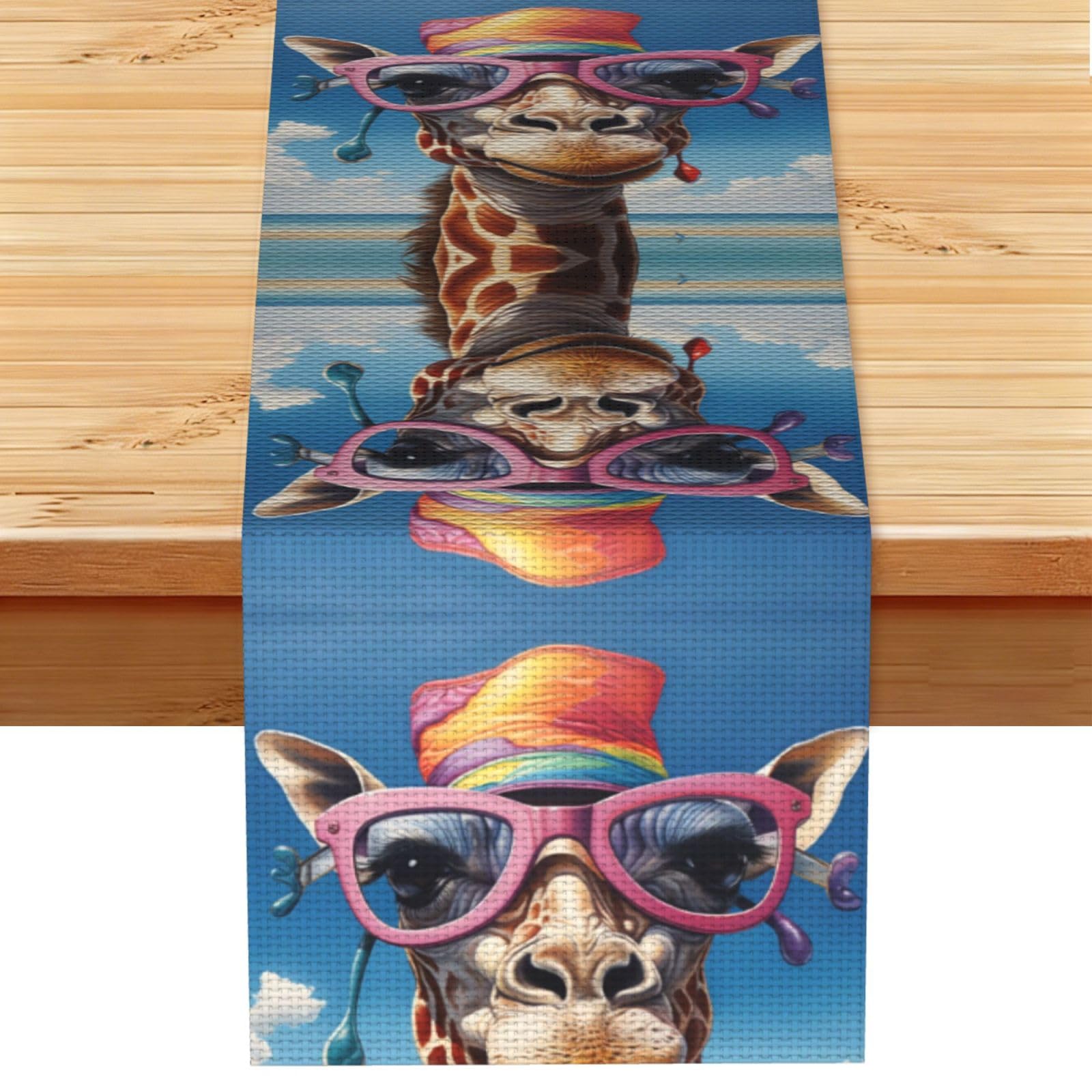 The Giraffe in the Hat Linen Feel Table Runner Wedding Party Home Decoration