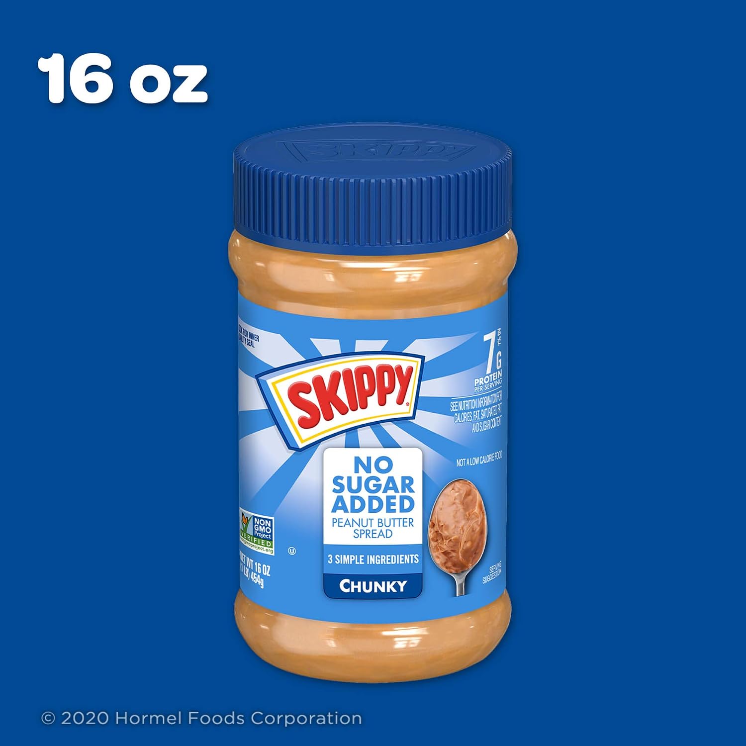 SKIPPY Chunky Peanut Butter Spread No Sugar Added, 16 Ounce