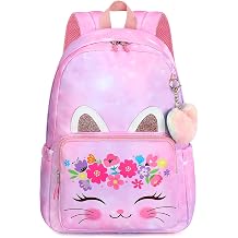 Backpack for Girls, Kids Cat Backpacks, Preschool Kindergarten School Bookbag, Toddler Little Girls Backpack, Cute Bag for Elementary Back to School with Love Decoration