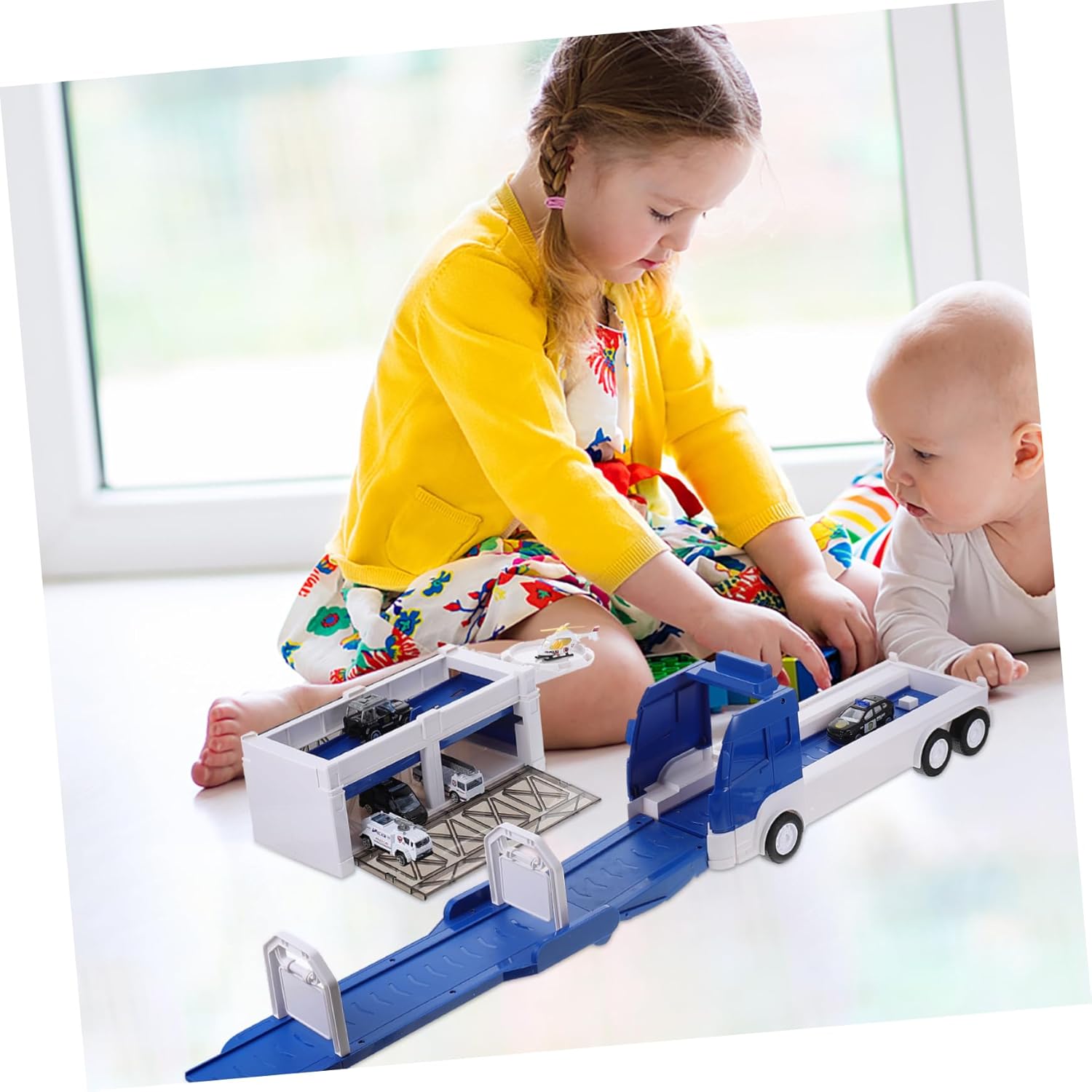 Vaguelly 1set Simulated Police Car Toy for Boys and Girls Mini Patrol Wagon Model Flashing Lights and Sounds Birthday Promotes Imagination and Play Design