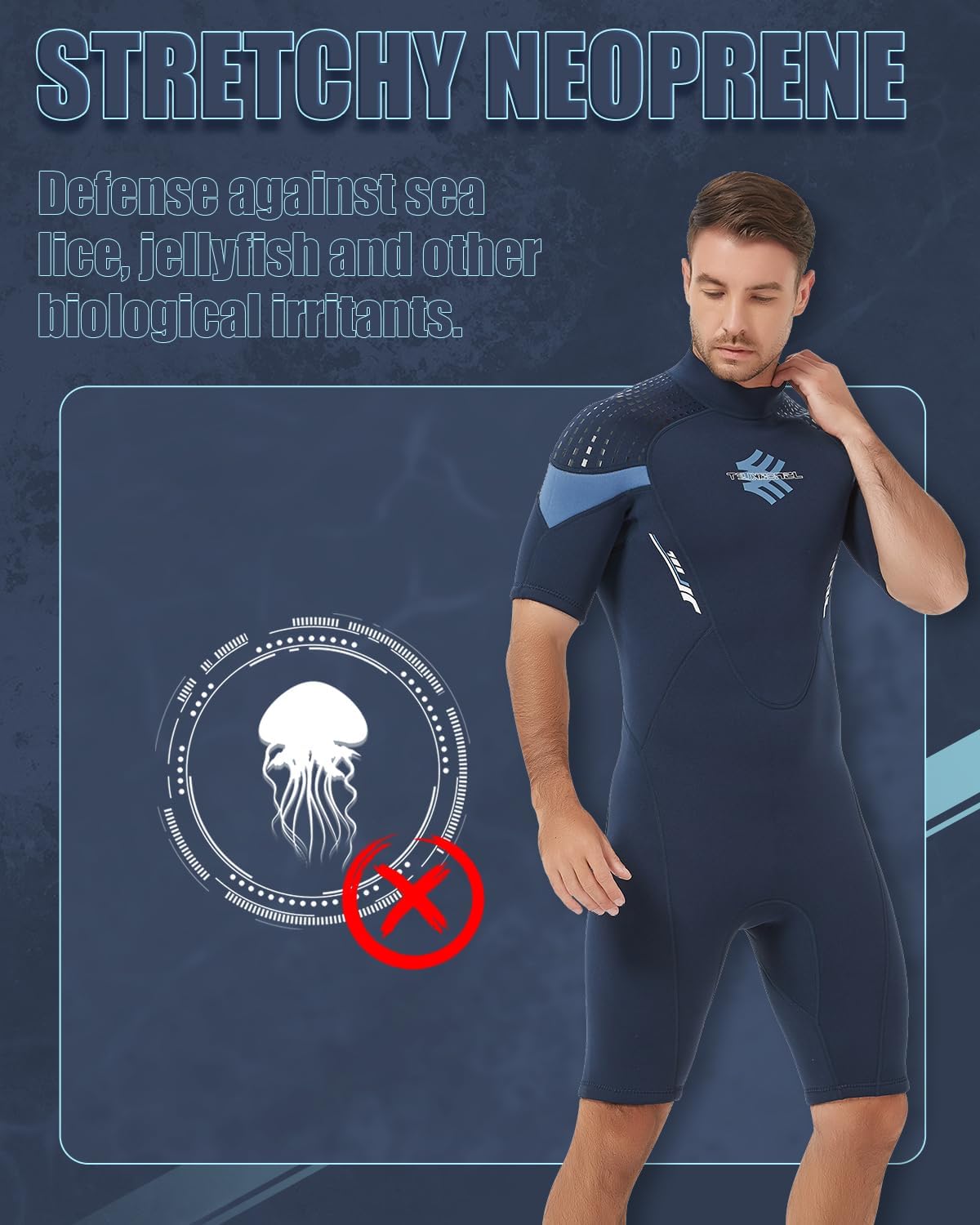 Wetsuits for Men, 3mm Back Zipper Neoprene Diving Suits for Diving Snorkeling Surfing Swimming - Image 3