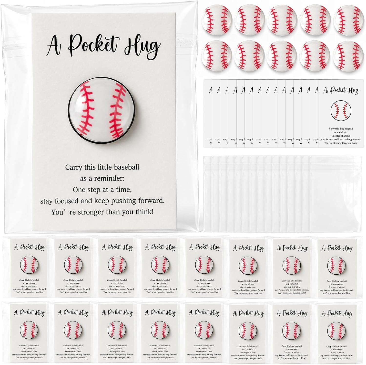 50 Pack Football Pocket Hug Resin Tokens with Cards